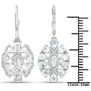 Bids.com 2.93 Carat Genuine Aquamarine and White Topaz .925 Sterling Silver Earrings Earrings