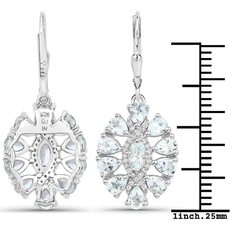 Bids.com 2.93 Carat Genuine Aquamarine and White Topaz .925 Sterling Silver Earrings Earrings
