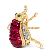 Bids.com 18K Yellow Gold 3/8 Cttw Diamond and 6 3/4 Cttw Red Ruby Bumblebee Brooch Pin (F-G Color, VS2-SI1 Clarity) Accessories