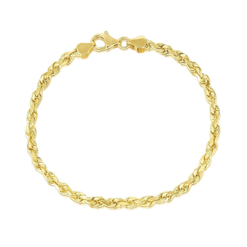 Bids.com 5.0mm 10k Yellow Gold Solid Diamond Cut Rope Bracelet Bracelets