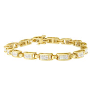 Bids.com 10K Yellow Gold 2.0 Cttw Invisible-Set Princess Cut Diamond Rectangular Link Bracelet (I-J Color, SI2-I1 Clarity) - 7" Bracelets