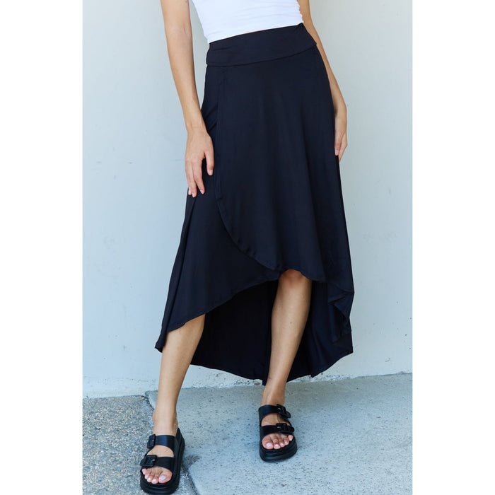 High Waisted Flare Maxi Skirt in Black