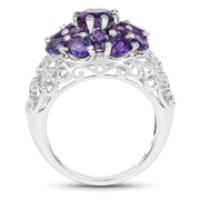 Bids.com 3.29 Carat Genuine Amethyst .925 Sterling Silver Ring Rings