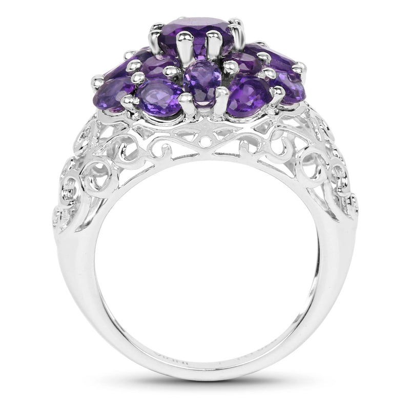 Bids.com 3.29 Carat Genuine Amethyst .925 Sterling Silver Ring Rings