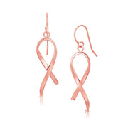 Bids.com 14k Rose Gold Polished Ribbon Style Drop Earrings Earrings