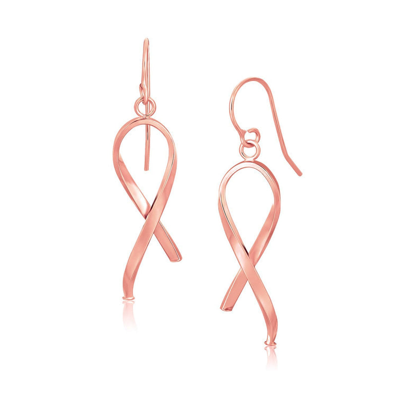 Bids.com 14k Rose Gold Polished Ribbon Style Drop Earrings Earrings
