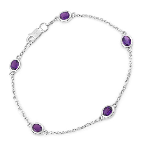 Bids.com 1.70 Carat Genuine Amethyst .925 Sterling Silver Bracelet Bracelets
