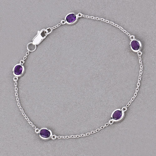Bids.com 1.70 Carat Genuine Amethyst .925 Sterling Silver Bracelet Bracelets