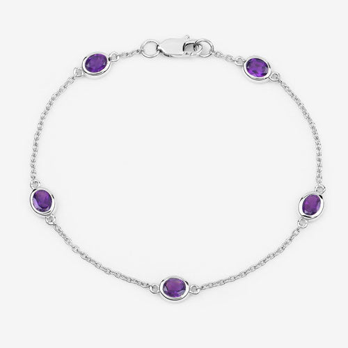Bids.com 1.70 Carat Genuine Amethyst .925 Sterling Silver Bracelet Bracelets