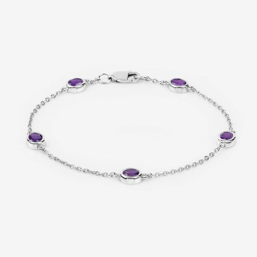 Bids.com 1.70 Carat Genuine Amethyst .925 Sterling Silver Bracelet Bracelets