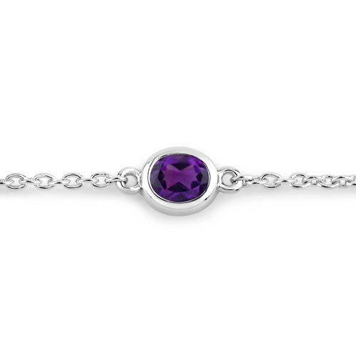 Bids.com 1.70 Carat Genuine Amethyst .925 Sterling Silver Bracelet Bracelets