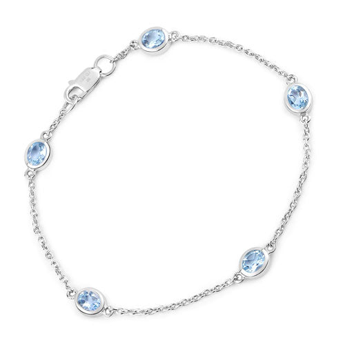 Bids.com 1.80 Carat Genuine Blue Topaz .925 Sterling Silver Bracelet Bracelets