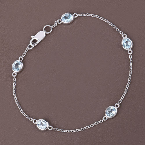 Bids.com 1.80 Carat Genuine Blue Topaz .925 Sterling Silver Bracelet Bracelets