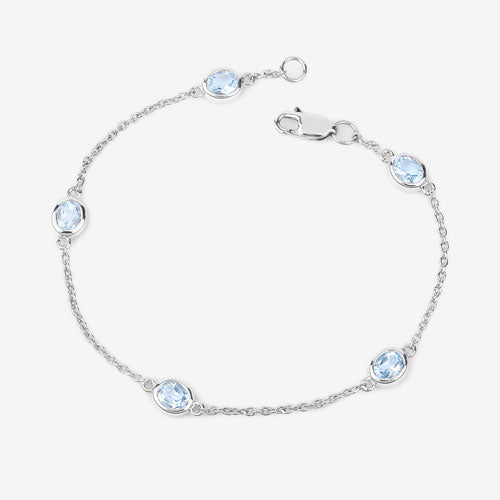 Bids.com 1.80 Carat Genuine Blue Topaz .925 Sterling Silver Bracelet Bracelets