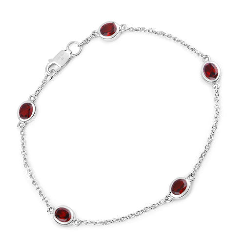 Bids.com 2.25 Carat Genuine Garnet .925 Sterling Silver Bracelet Bracelets