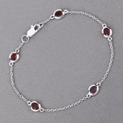 Bids.com 2.25 Carat Genuine Garnet .925 Sterling Silver Bracelet Bracelets