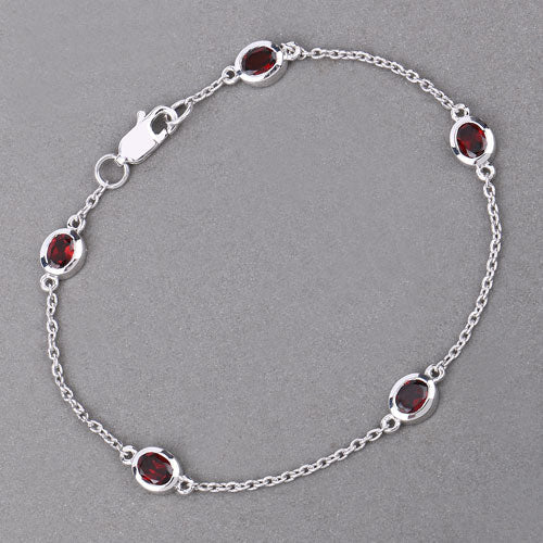 Bids.com 2.25 Carat Genuine Garnet .925 Sterling Silver Bracelet Bracelets