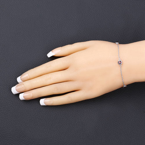 Bids.com 2.25 Carat Genuine Garnet .925 Sterling Silver Bracelet Bracelets