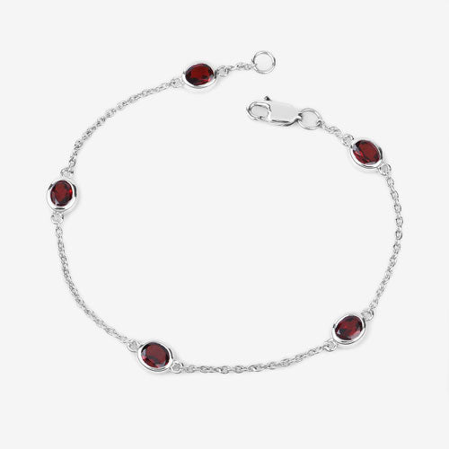 Bids.com 2.25 Carat Genuine Garnet .925 Sterling Silver Bracelet Bracelets