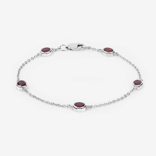 Bids.com 2.25 Carat Genuine Garnet .925 Sterling Silver Bracelet Bracelets