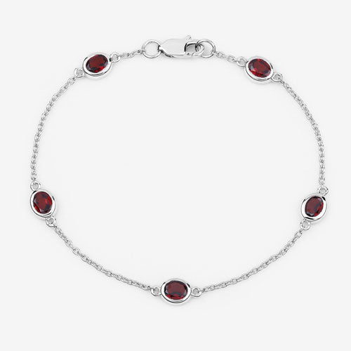 Bids.com 2.25 Carat Genuine Garnet .925 Sterling Silver Bracelet Bracelets
