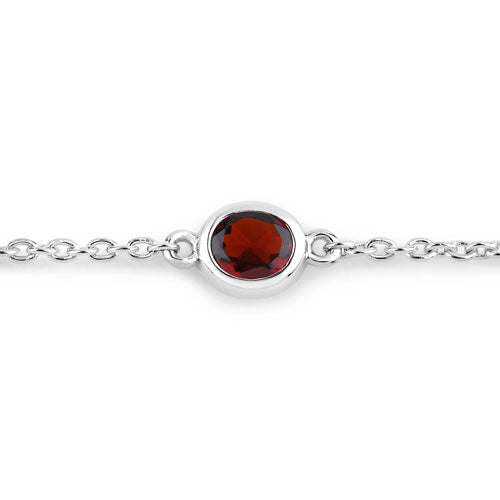 Bids.com 2.25 Carat Genuine Garnet .925 Sterling Silver Bracelet Bracelets