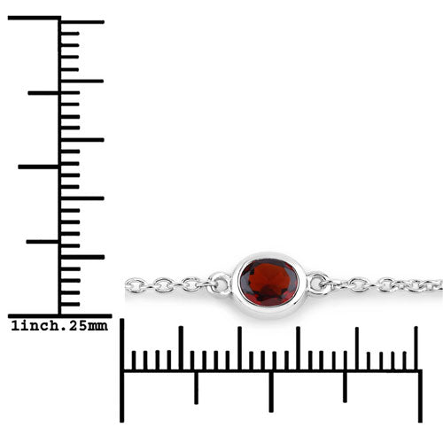 Bids.com 2.25 Carat Genuine Garnet .925 Sterling Silver Bracelet Bracelets