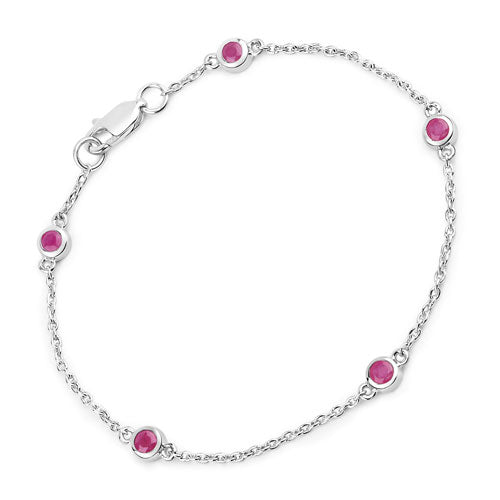 Bids.com 0.65 Carat Genuine Ruby .925 Sterling Silver Bracelet Bracelets