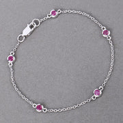 Bids.com 0.65 Carat Genuine Ruby .925 Sterling Silver Bracelet Bracelets