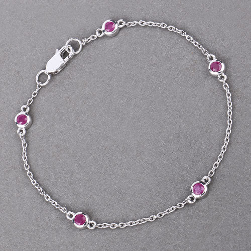 Bids.com 0.65 Carat Genuine Ruby .925 Sterling Silver Bracelet Bracelets