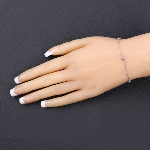 Bids.com 0.65 Carat Genuine Ruby .925 Sterling Silver Bracelet Bracelets