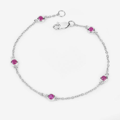Bids.com 0.65 Carat Genuine Ruby .925 Sterling Silver Bracelet Bracelets