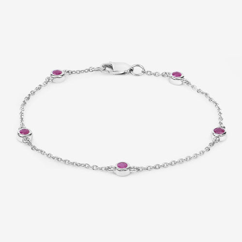 Bids.com 0.65 Carat Genuine Ruby .925 Sterling Silver Bracelet Bracelets