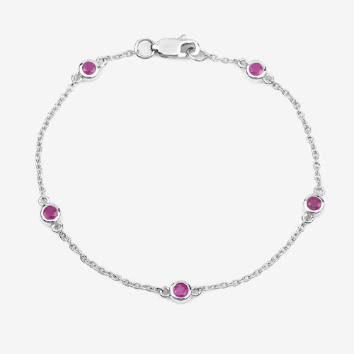 Bids.com 0.65 Carat Genuine Ruby .925 Sterling Silver Bracelet Bracelets