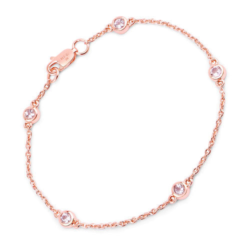 Bids.com 0.45 Carat Genuine Morganite .925 Sterling Silver Bracelet Bracelets