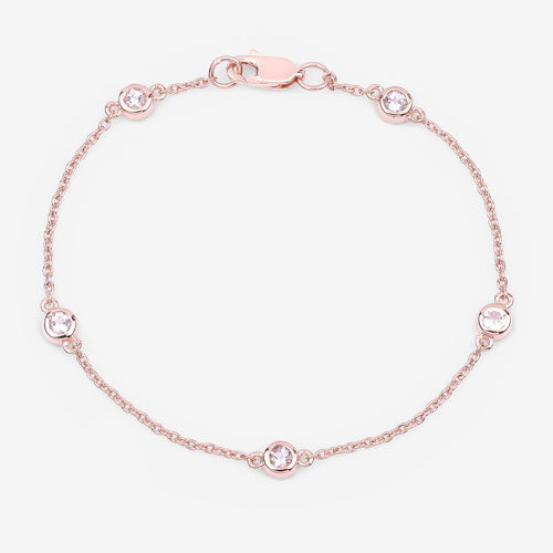 Bids.com 0.45 Carat Genuine Morganite .925 Sterling Silver Bracelet Bracelets