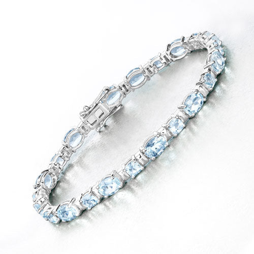 Bids.com 10.06 Carat Genuine Aquamarine .925 Sterling Silver Bracelet Bracelets