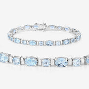 Bids.com 10.06 Carat Genuine Aquamarine .925 Sterling Silver Bracelet Bracelets
