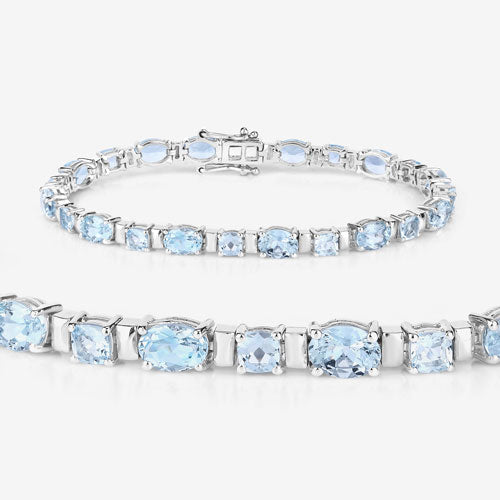 Bids.com 10.06 Carat Genuine Aquamarine .925 Sterling Silver Bracelet Bracelets