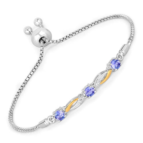 Bids.com 0.77 Carat Genuine Tanzanite and White Sapphire .925 Sterling Silver Bracelet Bracelets