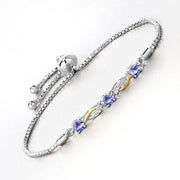 Bids.com 0.77 Carat Genuine Tanzanite and White Sapphire .925 Sterling Silver Bracelet Bracelets
