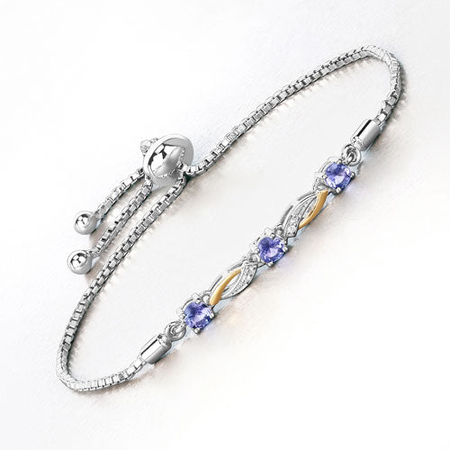 Bids.com 0.77 Carat Genuine Tanzanite and White Sapphire .925 Sterling Silver Bracelet Bracelets