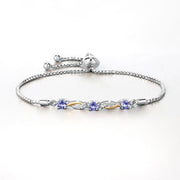 Bids.com 0.77 Carat Genuine Tanzanite and White Sapphire .925 Sterling Silver Bracelet Bracelets