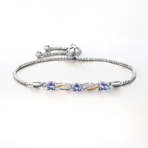 Bids.com 0.77 Carat Genuine Tanzanite and White Sapphire .925 Sterling Silver Bracelet Bracelets
