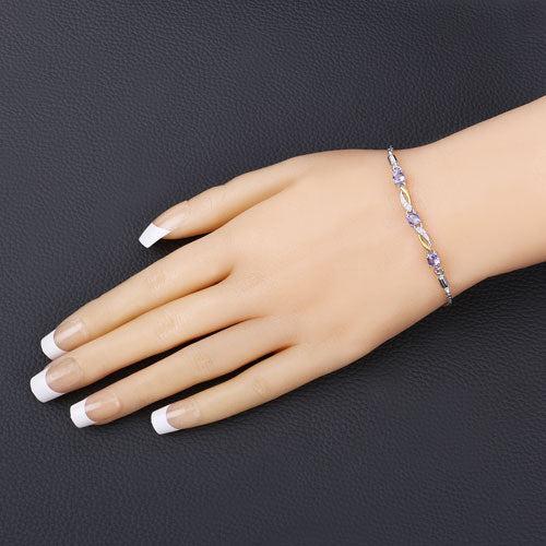 Bids.com 0.77 Carat Genuine Tanzanite and White Sapphire .925 Sterling Silver Bracelet Bracelets