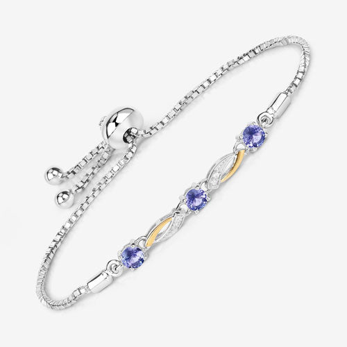 Bids.com 0.77 Carat Genuine Tanzanite and White Sapphire .925 Sterling Silver Bracelet Bracelets