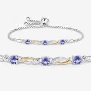 Bids.com 0.77 Carat Genuine Tanzanite and White Sapphire .925 Sterling Silver Bracelet Bracelets