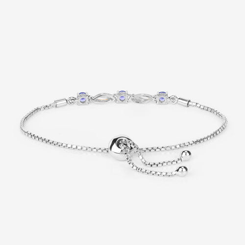 Bids.com 0.77 Carat Genuine Tanzanite and White Sapphire .925 Sterling Silver Bracelet Bracelets
