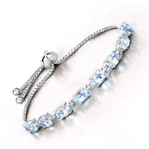 Bids.com 7.60 Carat Genuine Blue Topaz .925 Sterling Silver Bracelet Bracelets