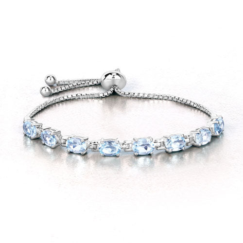 Bids.com 7.60 Carat Genuine Blue Topaz .925 Sterling Silver Bracelet Bracelets